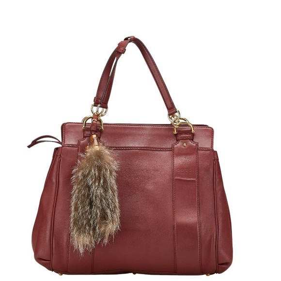 Gucci Leather Red Bag Bordeaux Tote - Picture 1 of 8